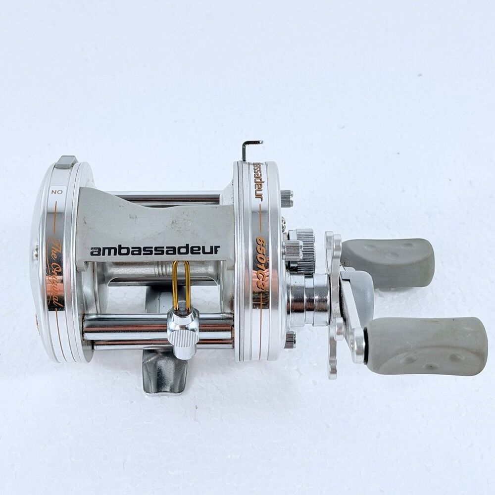 Abu Garcia Ambassadeur 6501 C3 Baitcasting Reel Left Hand Made in Sweden Silver